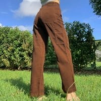 Hupta traperice za ženske džep sa čvrstim srednjim strukom Široke noge hlače ravne vrećaste pantalone
