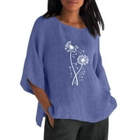 Smiješne majice za žene cvjetni tiskani orezni rukav na vrhunsku labavu ležerna mješavina tunička bluza