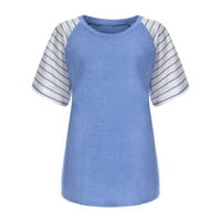 Sawvnm Ljetni poklon Modni ženski spajanje Stripe kratkih rukava O-izrez majica bluza na vrhu na čistini