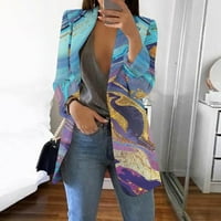 Žene Ležerne prilike modne ispise rever s dugim rukavima Slim Fit Mali jakna