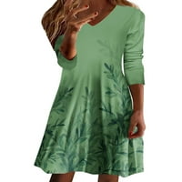 Glonme Butterfly Print Midi haljina za žene Line Travel Haljine Seksi haljina s dugim rukavima Style-C