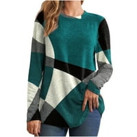 Pyju ženski dugi rukav džemtni duks pasenski dan, geometrijski print casual pulover dukseri plus veličina