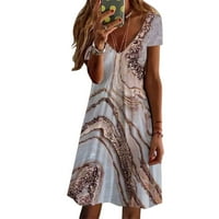 B91XZ Ženske haljine Žene Ležerne prilike V izrez Ljeto cvjetno tiskovina kratkih rukava Haljina na