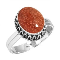 Sterling srebrni prsten za žene - djevojke smeđe zlato suncem dragulja srebrne boje veličine kostim