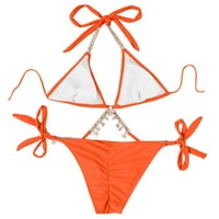 Fesfesfes ženski modni bikini set kupaći kostimi dva kupa kupanja lančani dekor za kupanje kutinja solidne