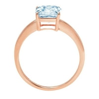 1.5ct Asscher Cut plavi simulirani dijamant 14k ružičasto zlato Angažovane prstene veličine 10.5