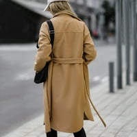 Ženski kaput iz peakoata Ležeran na sredini dugačak kaput rever otvorena prednja kardiganska odjeća