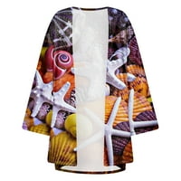 Viikei Ljetni kardigani za žene plus veličine Ženski cvjetni print Puff rukav kimono kardigan labav