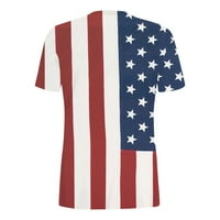 SKSLOEG WOMENS Top 4. jula Majica Žene Američke majice zastava Zvezde Stripes Reglan kratki rukav USA