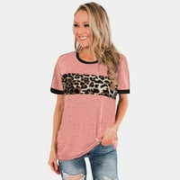 Ženske majice kratki rukav o vratu Leopard tiskani ženski odmor Stil Streetwear Beach Dnevno ženske