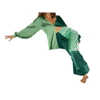 AFUNBABY ženske hlače set, dugme dugih rukava dolje bluza ravno nogu pantalone pada ulična odjeća