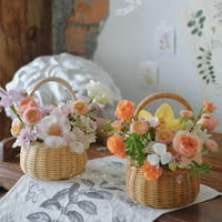 Wicker Rattan cvjetna korpa, Willow Handwven Basket s ručkom Uskršnja jaja Candy Basket Basket Wedding