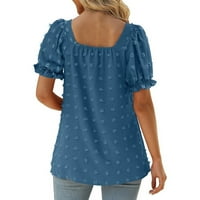 Ženski kratki rukav Jacquard T košulje Modni V izrez Oblikovali labavi vrhovi Majica od punog casual