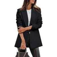 Ženska dugačka bluera odijelo Tanke dame kaput formalne jakne slim plus veličina m-3xl black xl