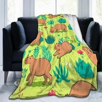 Nosbei pokrivač, pokloni za djecu za odrasle, meka pliša Flannel Capybara bacaj ćebe za kauč kauč Dekor