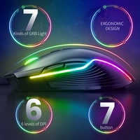 Žičani igrački miš DPI optički USB miš s RGB pozadinskom osvjetljenjem MUTE miševa za radnotop prijenosnog
