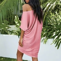 Ljetne haljine za žene Jedno rame Seksi mini odlična mini haljina kratkih rukava na klirensu ružičasta
