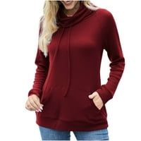 Buigttklop Ne Granični džemperi za žene Clearence Plus size Ženska puni boja dugih rukava kornjač duks