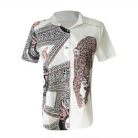 Žene Ljetne tunike vrhovi gumb-down kratki rukav ženski bluze V-izrez modna majica l