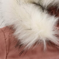 Ikevan Ženski kaputi Zima Srednja dužina odvojiva šešir topla jakna Pamučna ružičasta 8