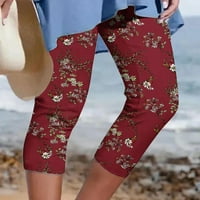 Gathrrgyp pantalone plus veličina za žene, žene atletičke obrezive hlače cvjetne ispisa casual pantalone