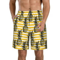 Voće ananas žute pruge muške plažne kratke hlače bijele velike