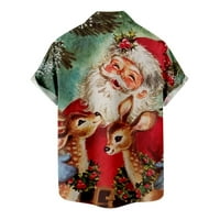 FESFESFES božićna majica za muškarce casual bluza Ispiši Henley vrat na vrhu bluza s kratkim rukavima