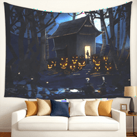 Halloween Dekorativna tapiserija, zidni viseći bundeve lampice BIT vrane mrtvo drveće zid viseći tapiserija,