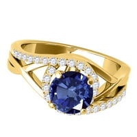 Mauli dragulji za angažman za žene 1. Carat je stvorio safir i dijamantni zaručni prsten izrađen prong