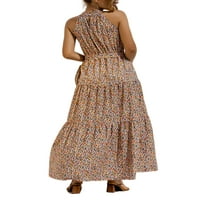 Avamo Womens Cvjetni tisak Duga haljina Ljeto Seksi Halter vrat Maxi haljina Bohemian Place Party haljine