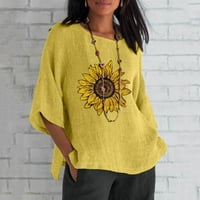 Majice Pedort za žene Ležerne prilike Basic Ljetna casual bluza Čvrsta labava fit žuta, 2xl