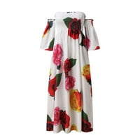PEDORT WOMENS Ljetne haljine Ležerne prilike labave cvijeće Skina haljina Smještena elastična struka