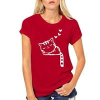 Štednja za valentinovljene majice za žene Valentine slatka mačka grafički tisak parovi modne dukseve