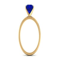 Laboratorija je stvorio plavi safirni Prsten za pasijance za žene - AAAA razred, 14k žuto zlato, SAD