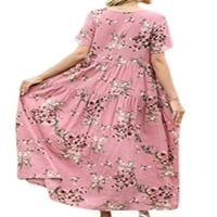 Leuncero ženska ležerna haljina duga haljina labava posada izrez za vrat tunike cvjetne tiskane maxi