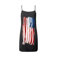 Ženska američka zastava Star Striped tenk mini haljina Ljeto bez rukava V-izrez V-izrez 4. srpnja Tank