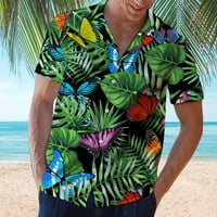 Muška proljetna ljetna havaja od tiskanih otrcanih ovratnika casual labavih majica s kratkim rukavima