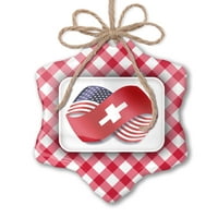 Božićna ornament Infinity zastave SAD i Švicarska Red Plaid Neonblond