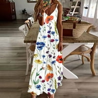Žene Ljetne tuničke haljine za ženske vjerske haljine Summer Siveovess ispisani V izrez seksi casual duga maxi haljina