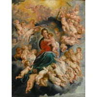 Sljedbenik Petera Paula Rubens Crni moderni uokvireni muzej umjetnički print pod nazivom - Djevica i