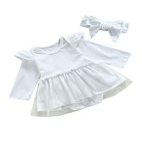 Baby Christmas Outfit, Snowflake mrežica SPLICING LONG-rukav rub + traka za kosu za djevojčice za mališane,