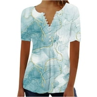 Caveitl vrhovi za žene, ženski ljetni V-izrez Print casual labav top kratki rukav bluze s kratkim rukavima