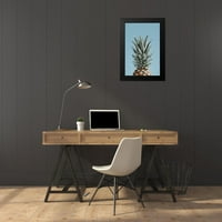 Studio III Crni moderni uokvireni muzej umjetnički print pod nazivom - ananas plava 04