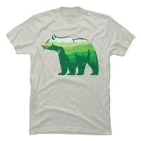 Zeleni medvjed Muški Srebrni krem ​​grafički tee - Dizajn od strane ljudi 2xl