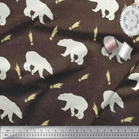 Soimoi Brown Poliester Crepe tkanina pada zvijezda i polarni medvjed životinjski otisak šivaći tkaninu