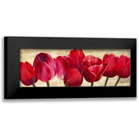 Ann, Cynthia crni moderni uokvireni muzej umjetnički print pod nazivom - crveni tulipani