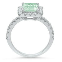 Smanjeni rez - Halo - simulirani zeleni dijamant - 18k bijelo zlato - zaručnički prsten