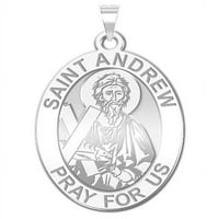 Saint Andrew Vjerska medalja Veličina dimeta, čvrstog 14k bijelog zlata
