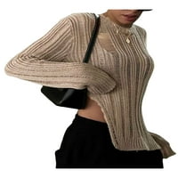 Hirigin Dame Hollow Neregularni džemper pulover, žene jesen slobodno vrijeme u boji odlične ploče, okrugli