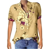 Dyfzdhu majica za žene plus veličine Žene Štampanje blube džep za košulje Easy rukava TOP kratka ženska